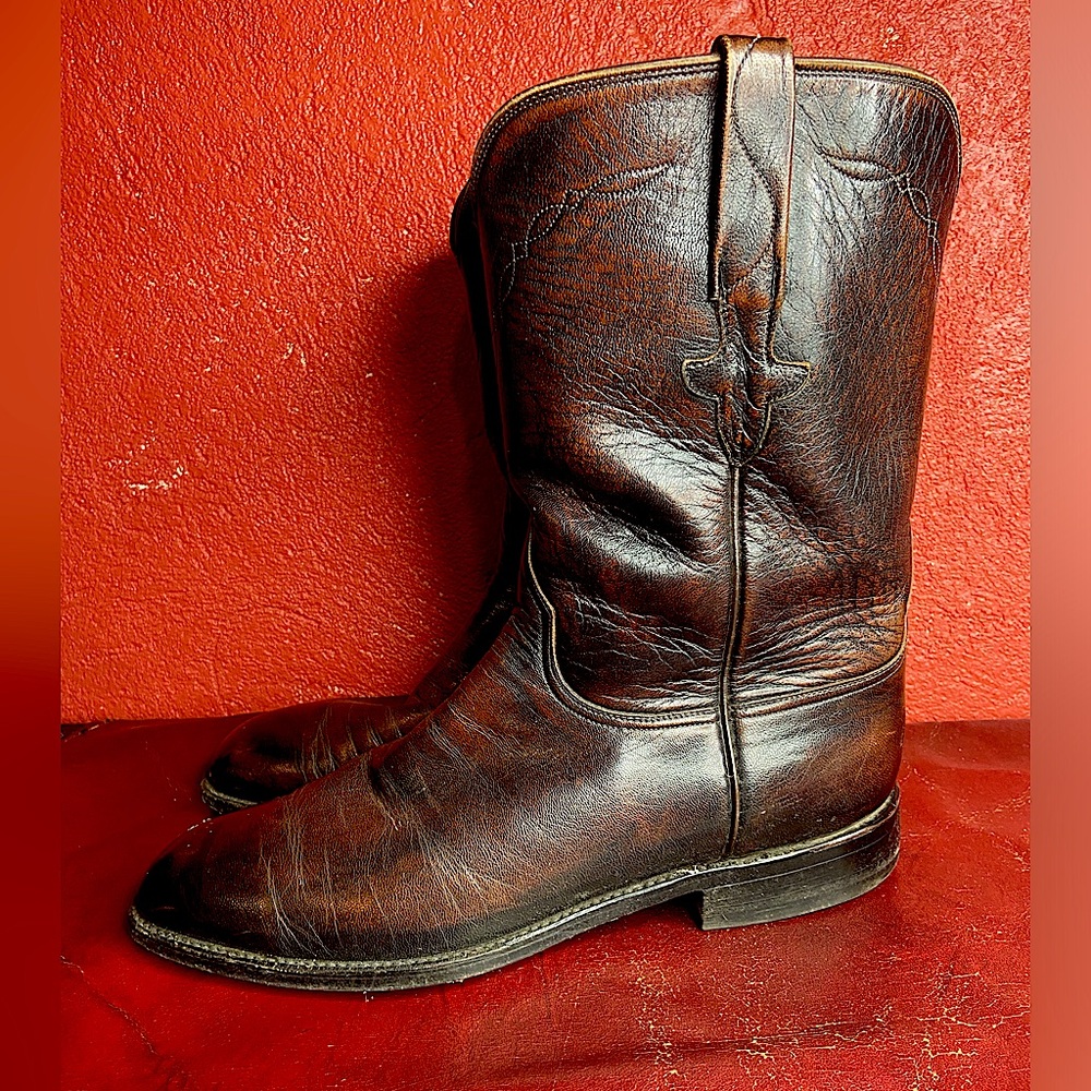 Men’s Brown Leather Lucchese Cowboy Western Boots Size 9.5